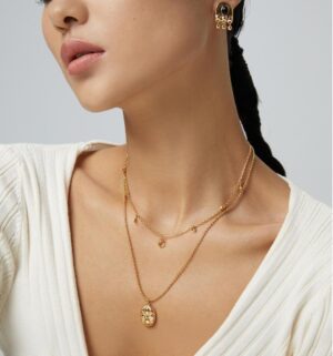 Wildflower Charm Necklace - Retro gold color
