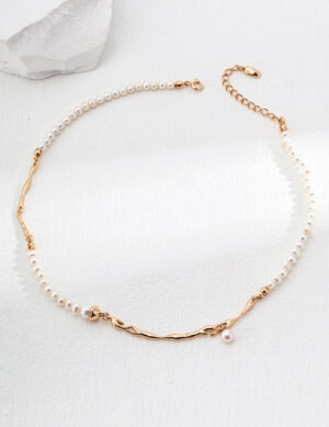Stream Pearl Necklace - Retro gold color