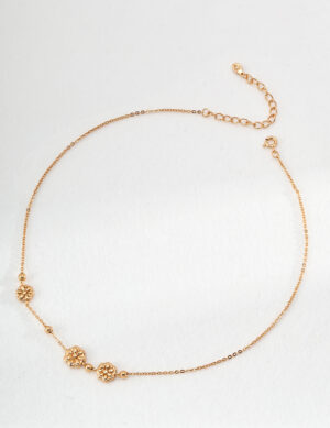 Floral Grace Necklace - Retro gold color