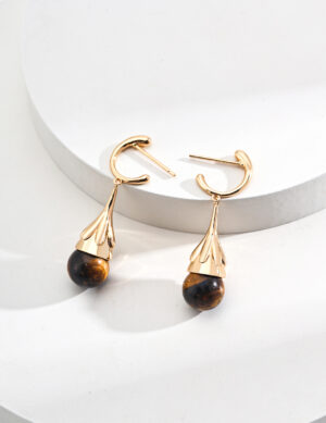 Lucky Link Earrings - Retro gold color