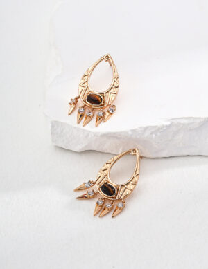 Tribal Gem Earrings - Retro gold color