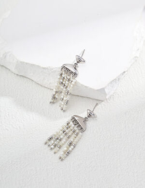 Waterfall Luck Earrings - White gold color