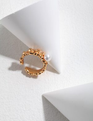 Sea Wave Ring - Retro gold color