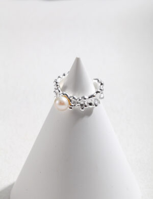 Sea Wave Ring - White gold color