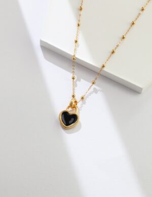 Amor Locket Necklace - Retro gold color