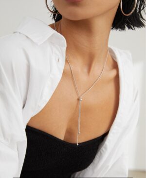 Graceful Tassels Necklace - White gold color