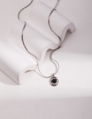 Eye of Hurricane Necklace - White gold color