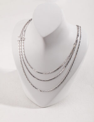 Triple - Bond Necklace - White gold color