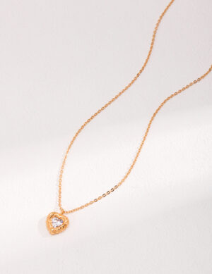 Heart - Sparkle Necklace - White gold color