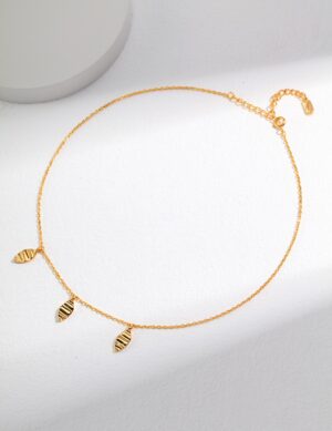 Dancing Leaf Necklace - Retro gold color