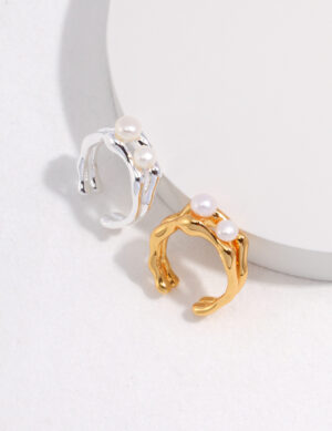 Glistening Pebbles Ring - Retro gold color
