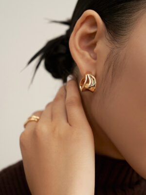 Lantern Glow Earrings - Retro gold color