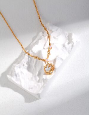 Hidden Moon Necklace - Retro gold color