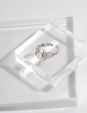 Lunar Rhythm Ring - White gold color