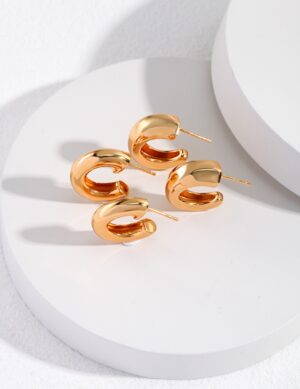 Twisted Geometry Earrings - Retro gold color