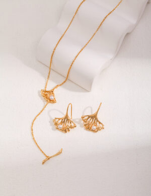Noble Ginkgo Leaf Necklace & Earring