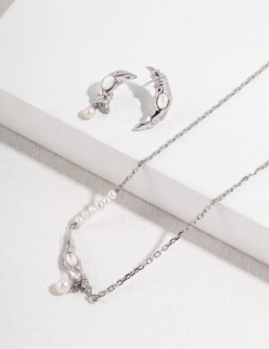 Crescent Moon Necklace & Earring